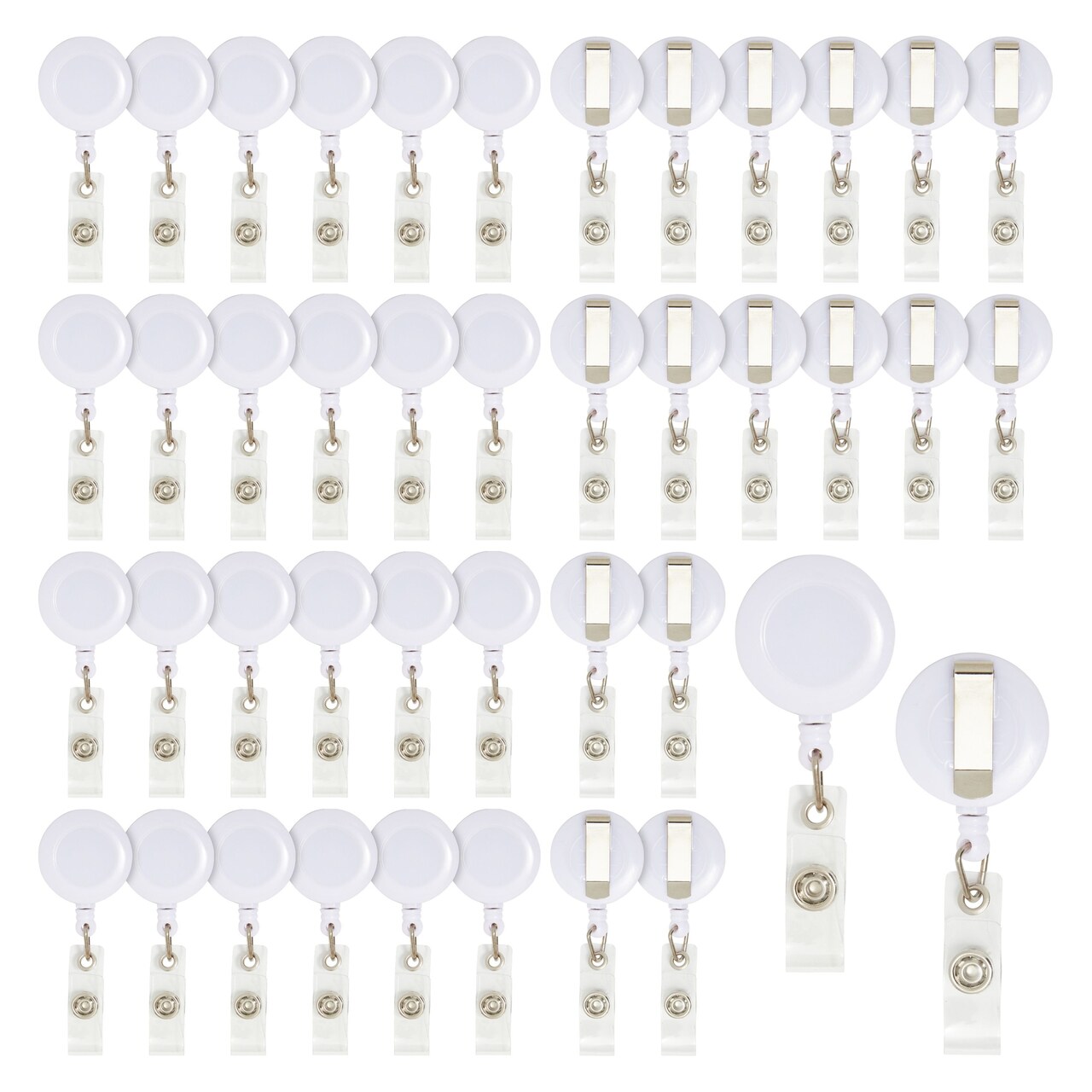 100 Pack Retractable Badge Reel, ID Holders for Nurses and Teachers, Office  Supplies, White (26.5 In)